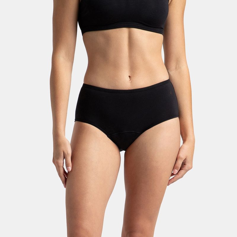 Jockey SW05 Women Super Combed Cotton Elastane Stretch Period Panty - Black (XL)