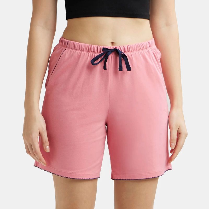 Jockey RX72 Women Super Combed Cotton Relaxed Fit Sleep Shorts - Confetti (M)