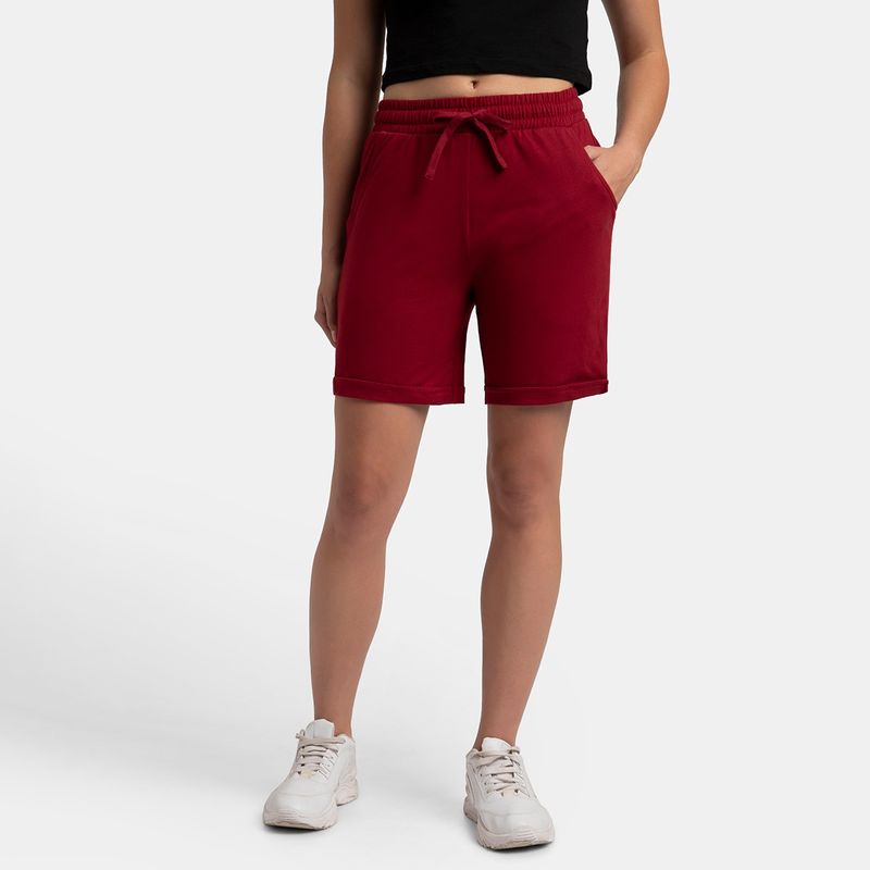 Jockey AW23 Women Super Combed Cotton Rich Regular Fit Shorts - Biking Red (2XL)