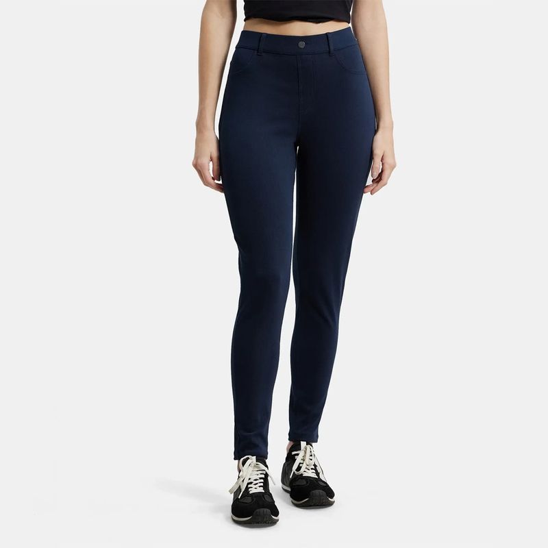Jockey IW16 Women Super Combed Cotton Elastane Slim Fit Jeggings - Navy Blazer (L)
