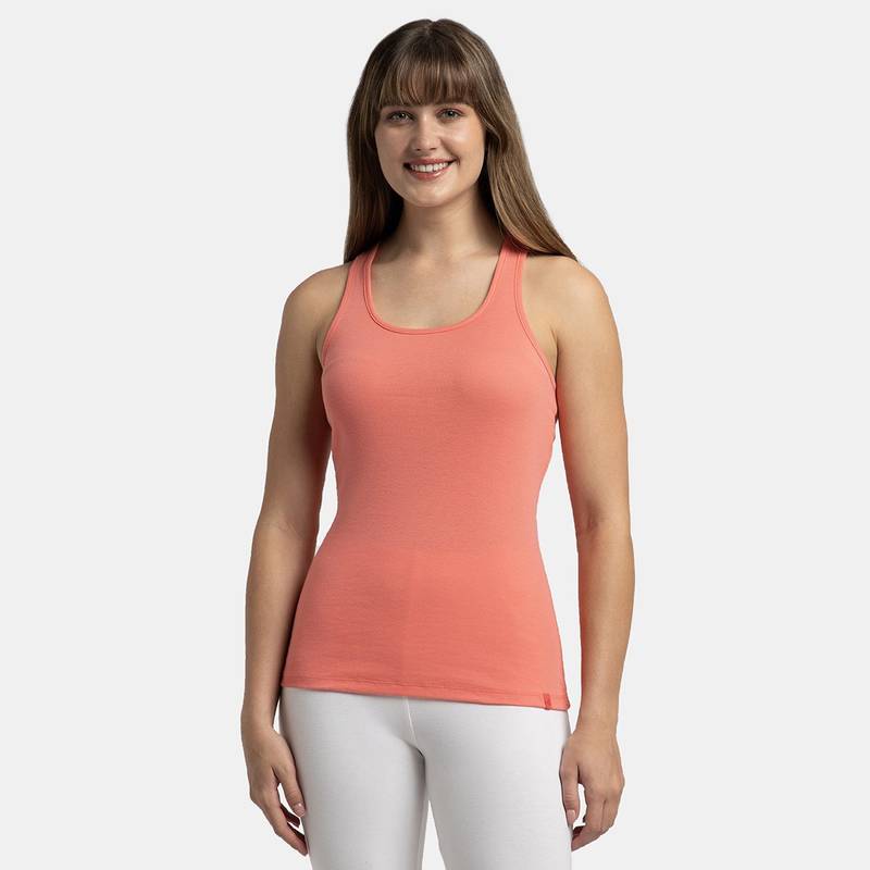 Jockey 1467 Women Super Combed Cotton Rib Fabric Solid Tank Top - Blush Pink (M)
