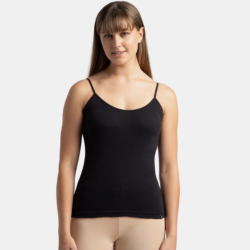 Jockey 1487 Women Super Combed Cotton Rib Camisole - Black (M)