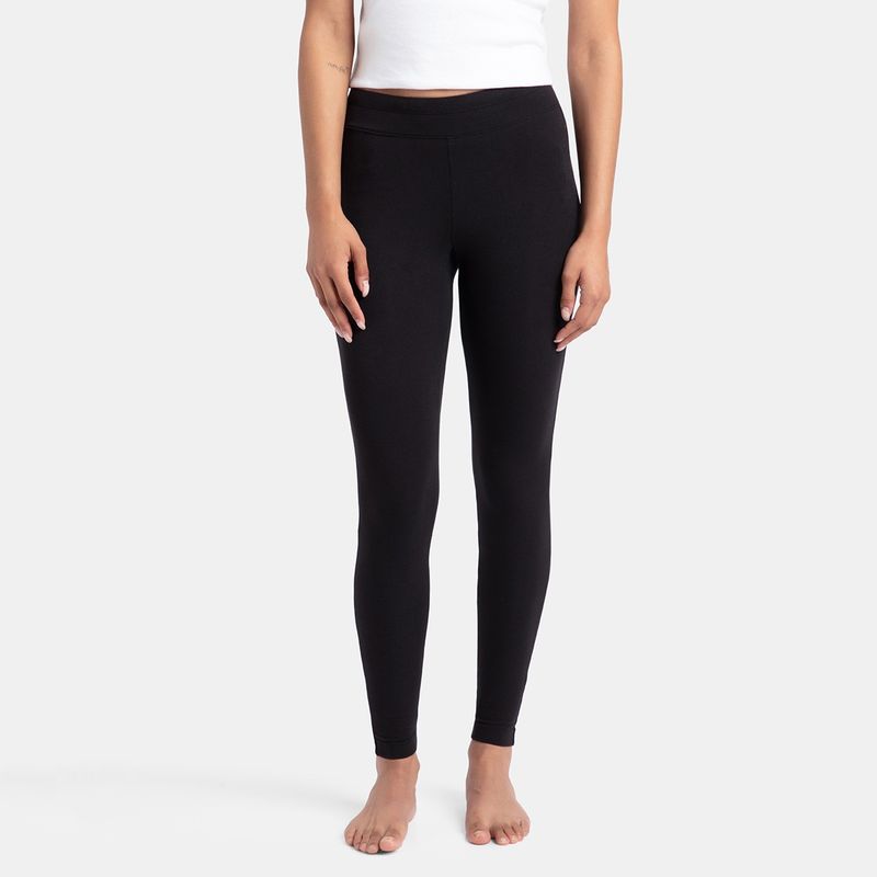 Jockey AA01 Women Super Combed Cotton Elastane Yoga Pants - Black (S)