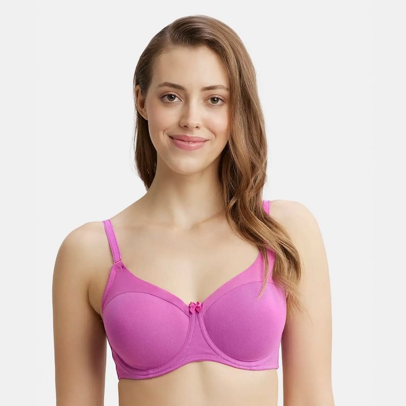 Jockey FE38 Wired Padded Super Combed Cotton Elastane T-Shirt Bra - Lavender Scent (38C)