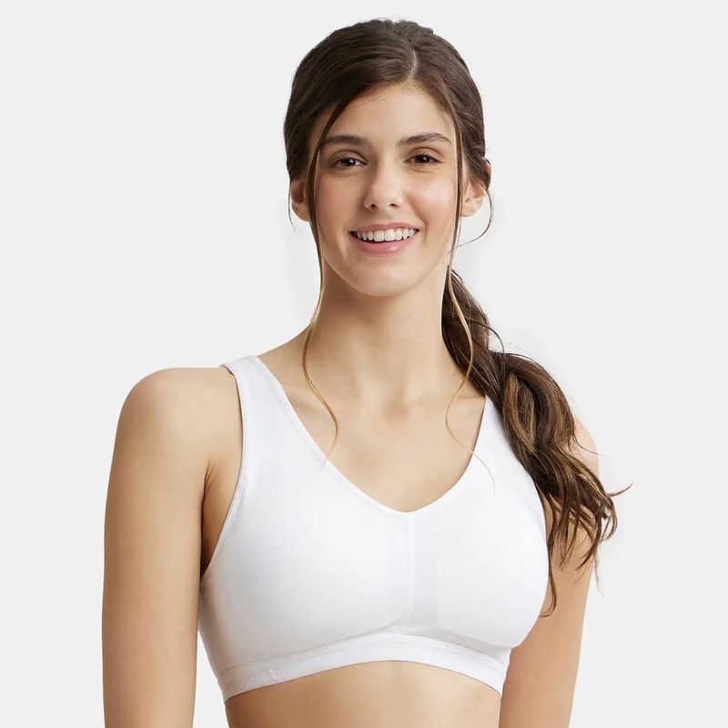 Jockey ES13 Wirefree NonPadded Cotton Elastane Full Coverage Plus Size Bra - White (40C)