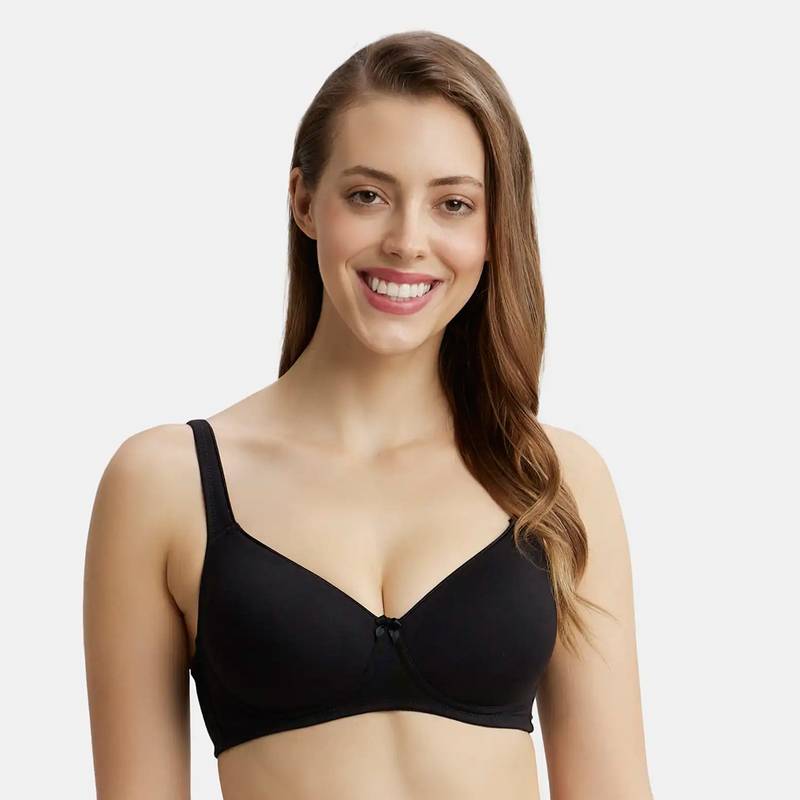 Jockey FE35 Wirefree Padded Super Combed Cotton Elastane T-Shirt Bra - Black (30B)
