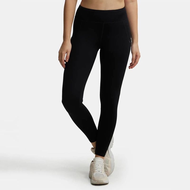 Jockey MW12 Women Tactel Microfiber Elastane Active Wear Leggings - Black (XL)