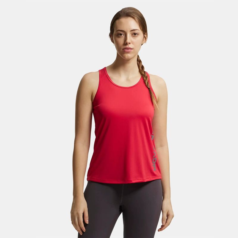 Jockey MW33 Women Microfiber Fabric Printed Active Wear Tank Top - Virtual Pink (L)