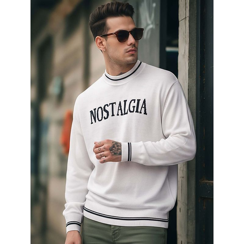 Bewakoof Men's Gardenia Nostalgia Typography Oversized Sweater (3XL)