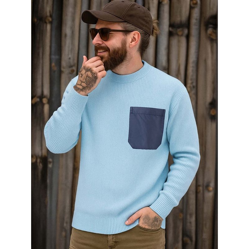 Bewakoof Men's Blue Oversized Sweater (S)