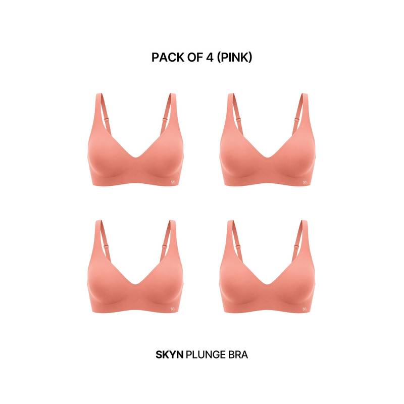 Shapercult Pink Skyn Plunge Bra (Pack of 4) (M)