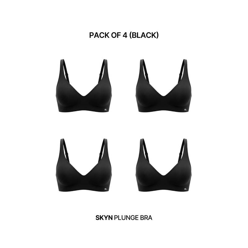 Shapercult Skyn Plunge Bra-Pack of 4-Black (M)