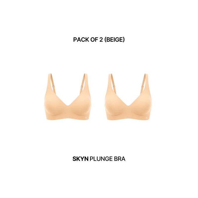 Shapercult Skyn Plunge Bra-Pack of 2-Beige (M)