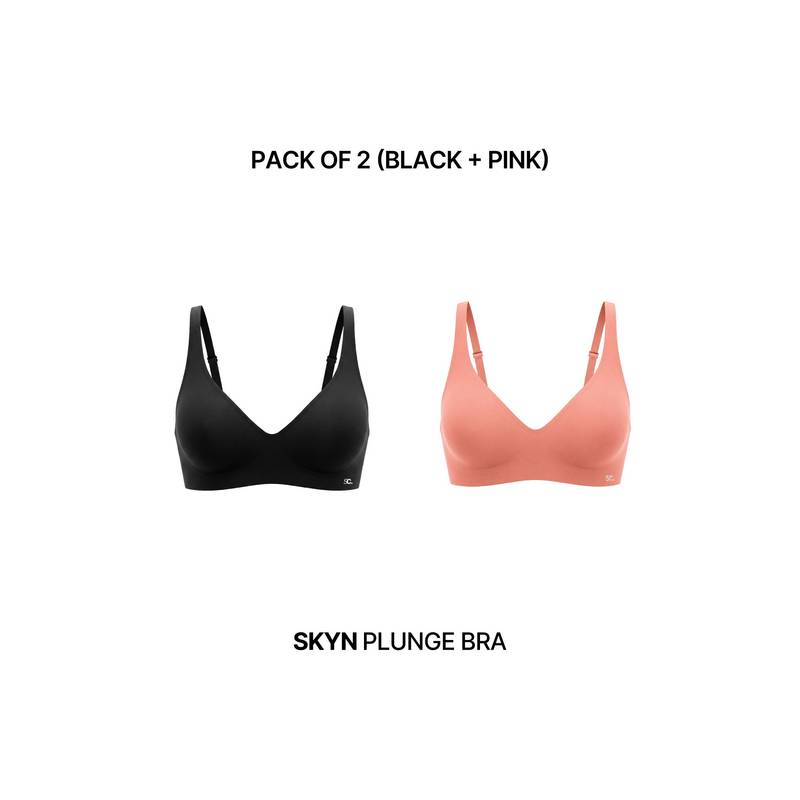 Shapercult Skyn Plunge Bra-Pack of 2-Red-Black (L)