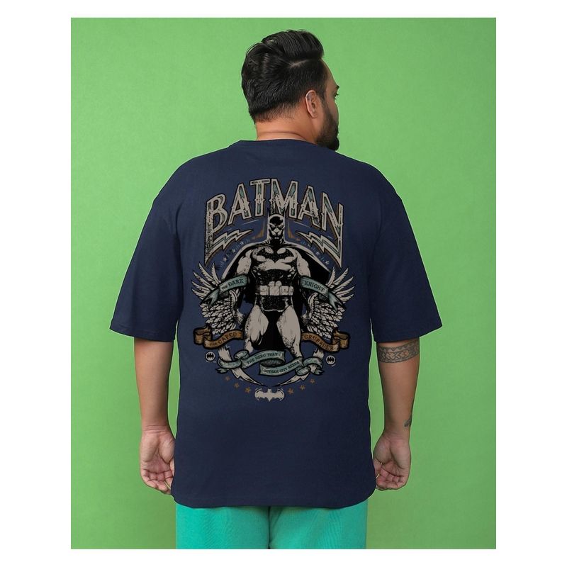 Bewakoof Men's Blue The Dark Knight Graphic Printed Oversized Plus Size T-shirt (6XL)