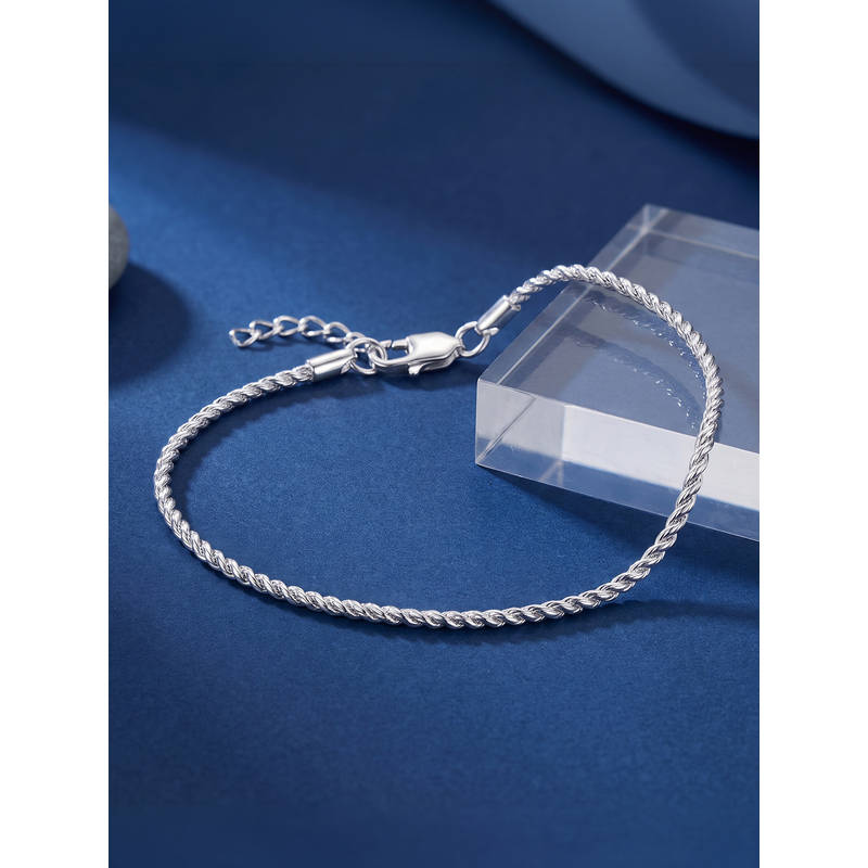 Buy TOUCH925 925 Silver Twisted Rope Bracelet for Men and Women Online