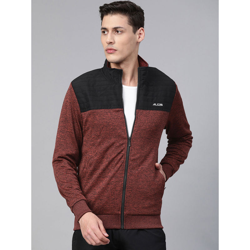 Alcis Rust Orange Black Colorblocked Training Jacket (L)