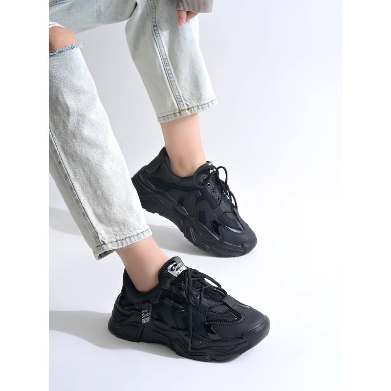 Shoetopia Women Black Street Sneakers (EURO 36)