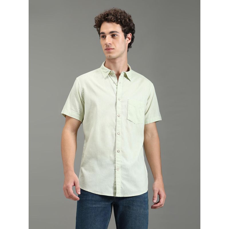 Pepe Jeans Men Green Solid Short Sleeves Shirt (S)