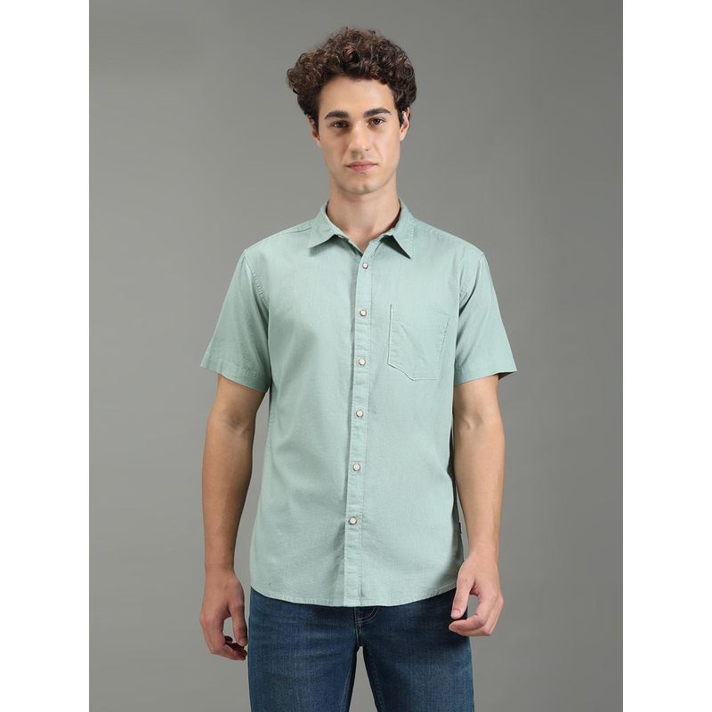 Pepe Jeans Men Green Solid Short Sleeves Shirt (XL)