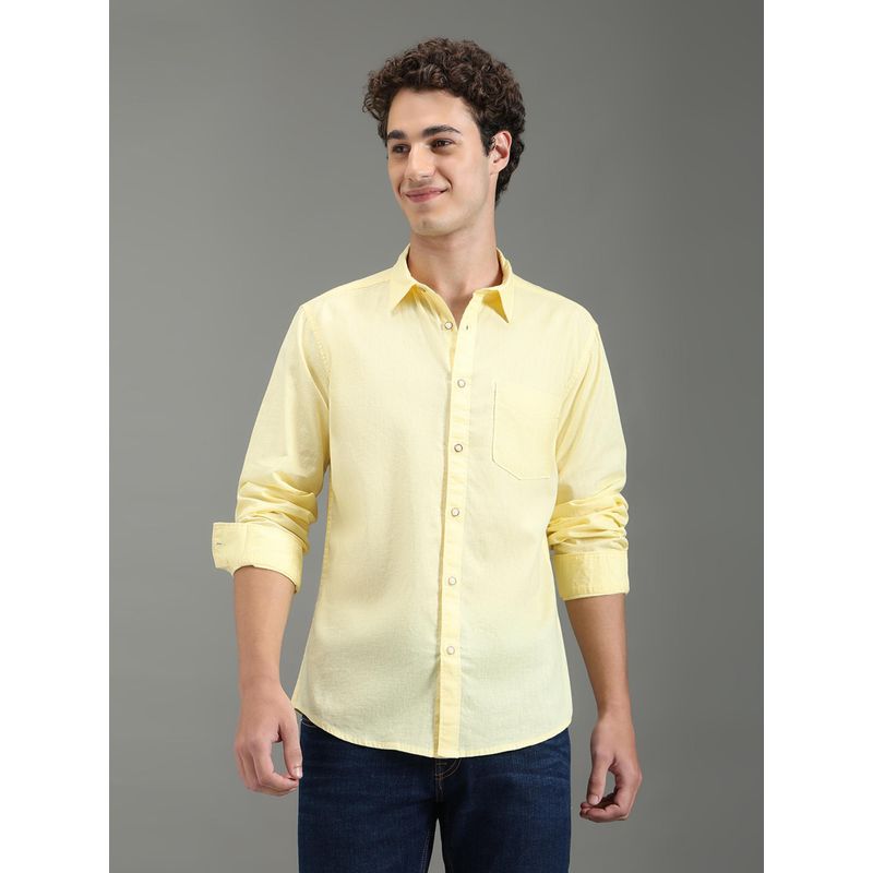 Pepe Jeans Men Yellow Solid Long Sleeves Shirt (M)