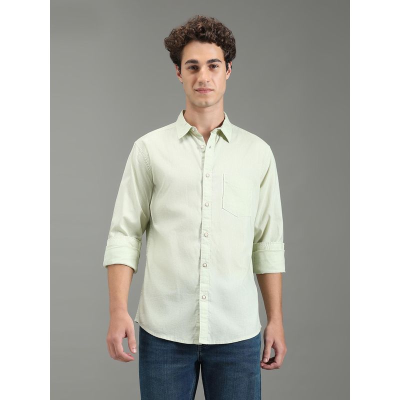 Pepe Jeans Men Green Solid Long Sleeves Shirt (M)