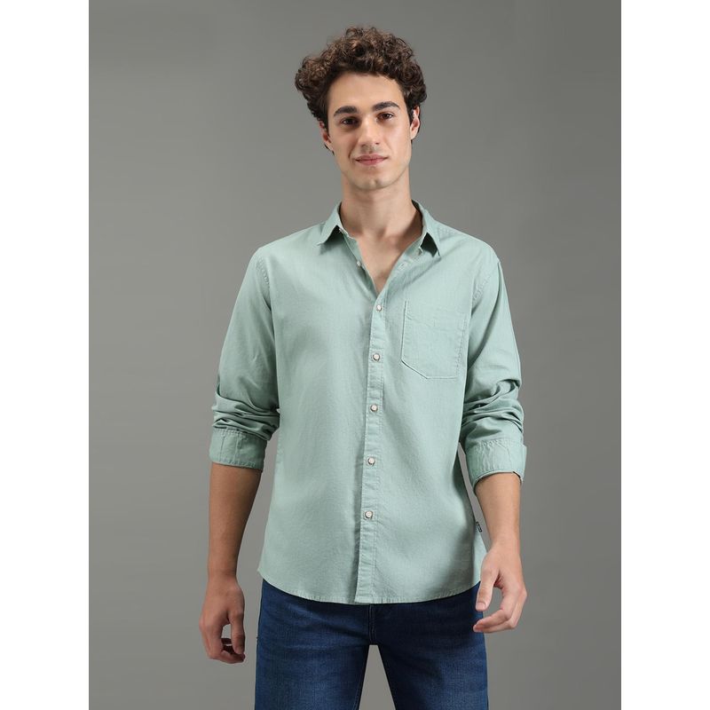 Pepe Jeans Men Green Solid Long Sleeves Shirt (L)