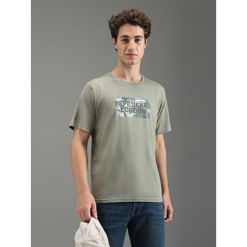 Pepe Jeans Men Green Graphic Short Sleeves T-Shirts (S)