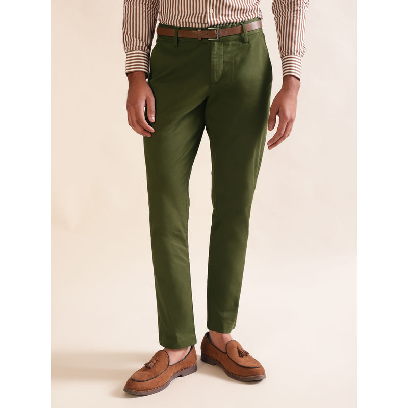 Andamen Regular Fit Men Green Stretchable Chinos (31)