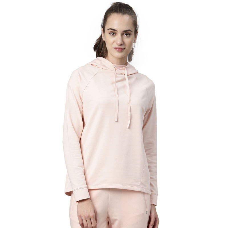 Enamor Athleisure Shell Dry Fit Cotton Terry Hooded Sweatshirts - Pink (L) - A902