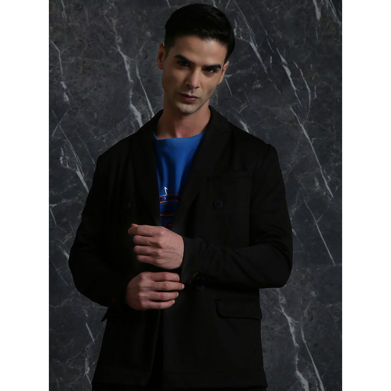 BREAKBOUNCE Black Long Sleeve Relaxed Fit Double Breasted Blazer (S)