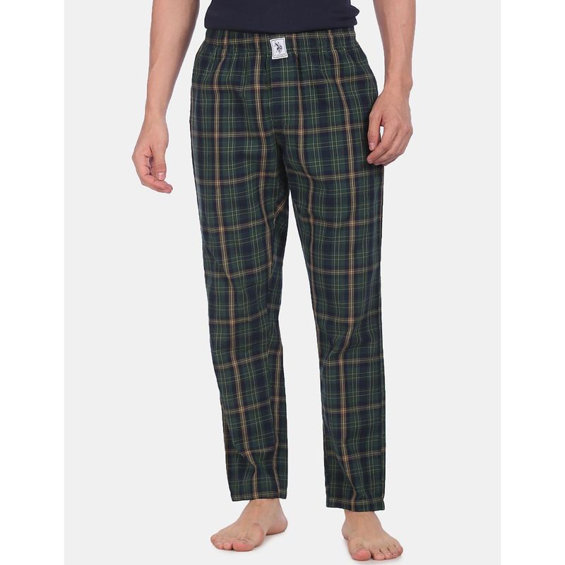 U.S. POLO ASSN. Men Green I659 Comfort Fit Checks Cotton Lounge Pants Green (L)
