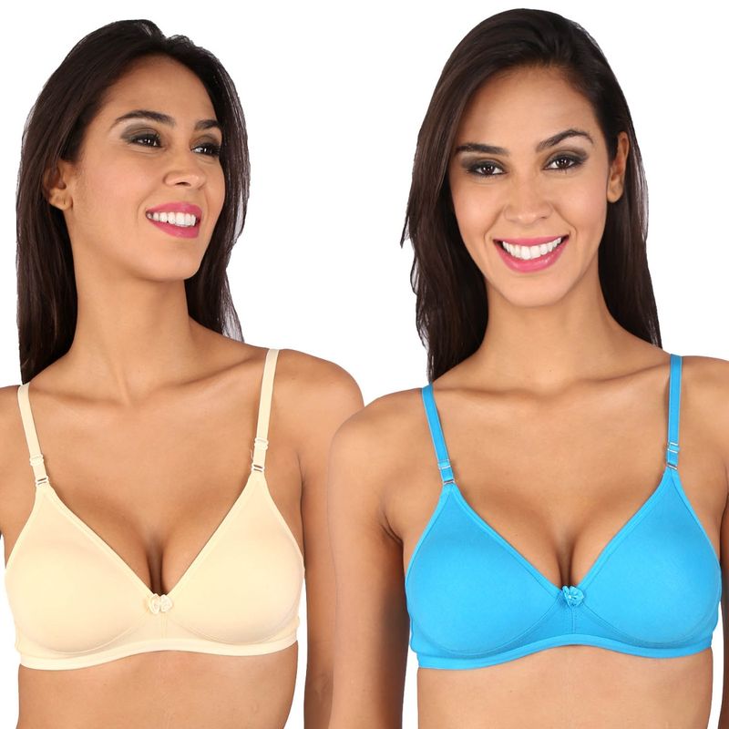 Bralux Dolly T-Shirt Bra Skin-Firozi Set Of 2 (30B)