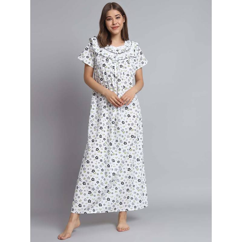 SEPHANI Women Cotton Nightdress Multi-Color (L)