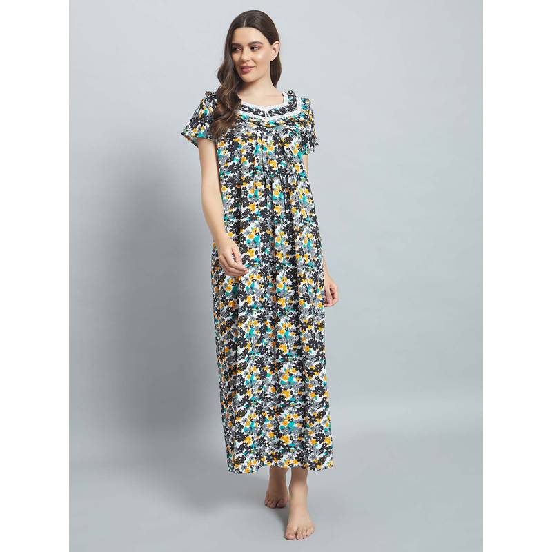 SEPHANI Women Cotton Nightdress Black (L)