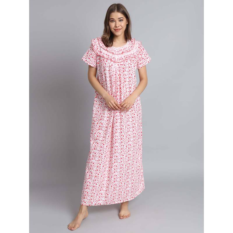 SEPHANI Women Cotton Nightdress Multi-Color (XL)