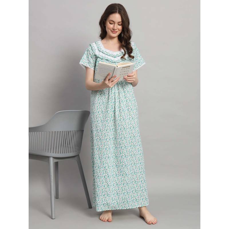 SEPHANI Women Cotton Nightdress Green (2XL)