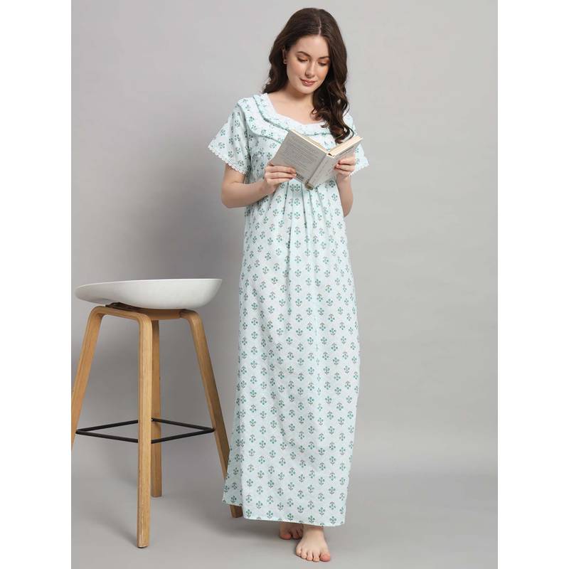 SEPHANI Women Cotton Nightdress Green (3XL)
