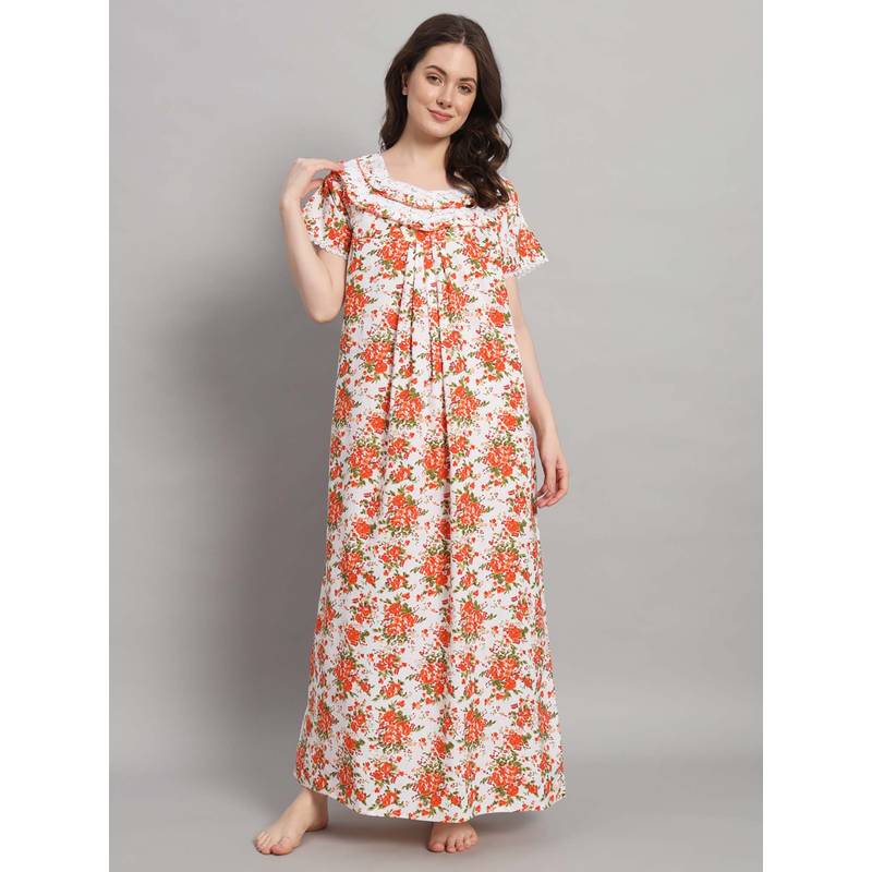 SEPHANI Women Cotton Nightdress Multi-Color (L)