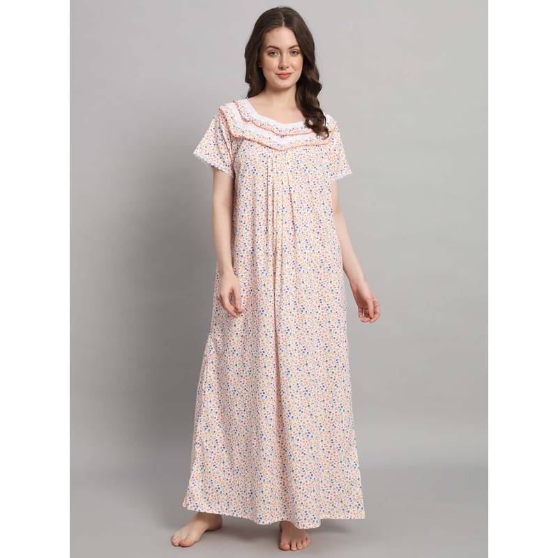 SEPHANI Women Cotton Nightdress Orange (2XL)
