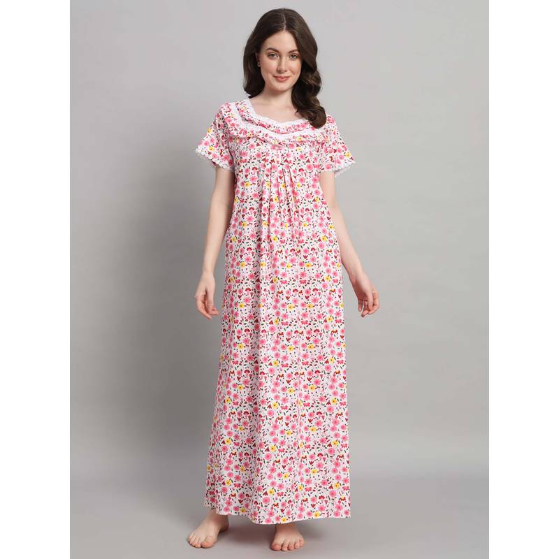 SEPHANI Women Cotton Nightdress Pink (4XL)