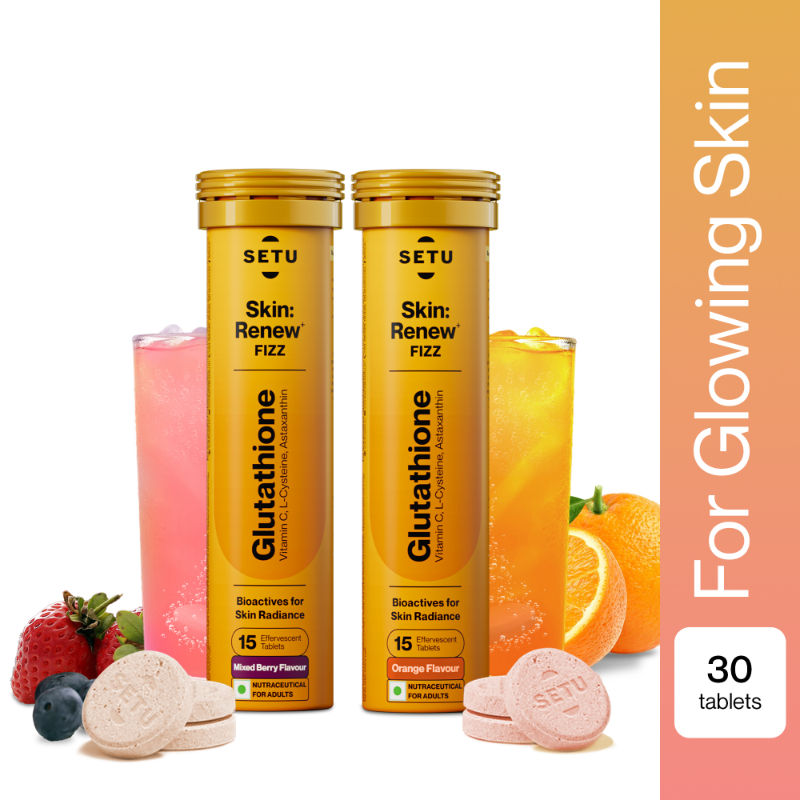Setu Skin Renew Glutathione & Vitamin C Effervescent Tabs (Orange & Mixed Berry Flavour)