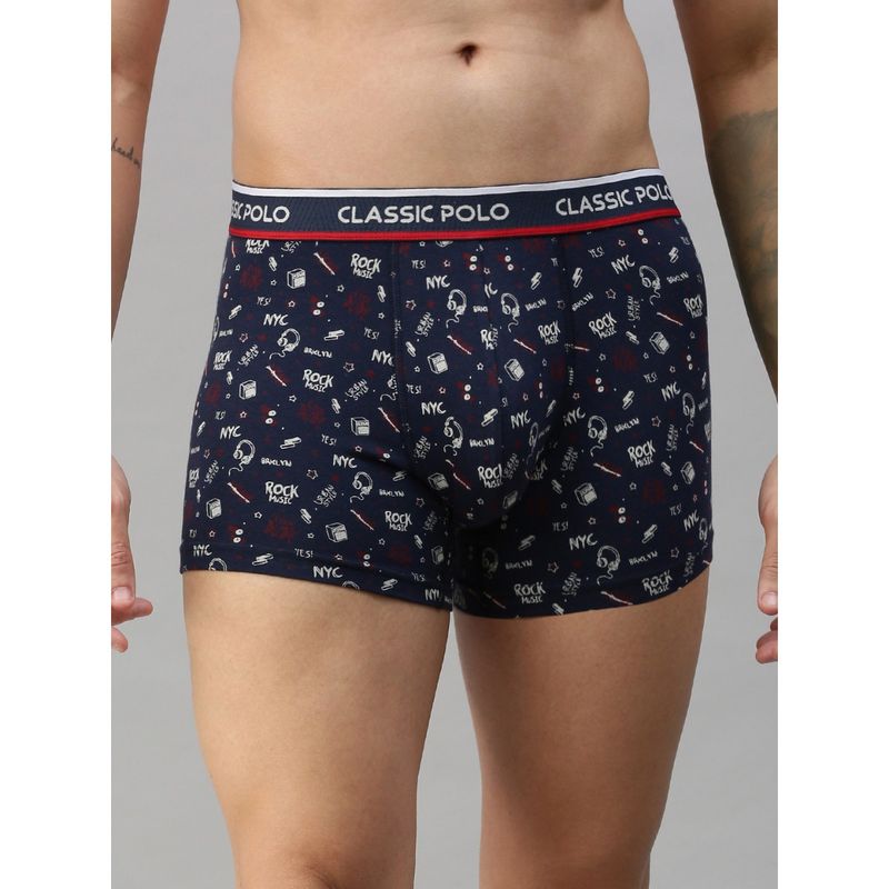 Classic Polo Mens Modal Slim Fit Printed Trunk - Blue (100 - 105 CM)