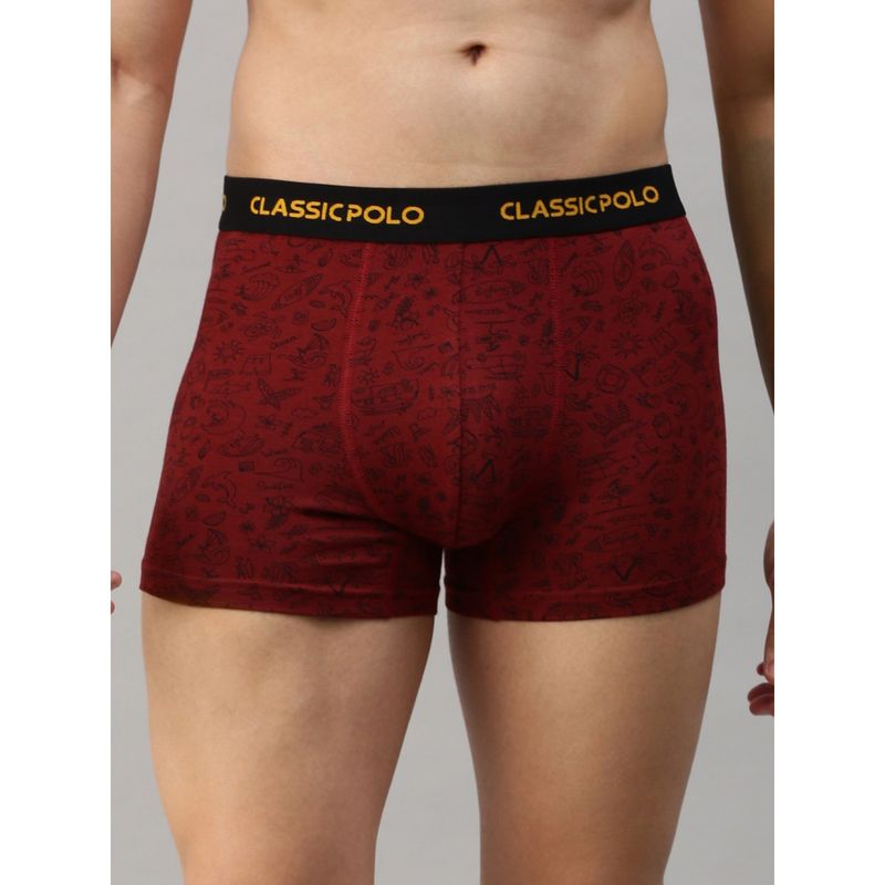 Classic Polo Mens Modal Slim Fit Printed Trunk - Red (80 - 85 CM)