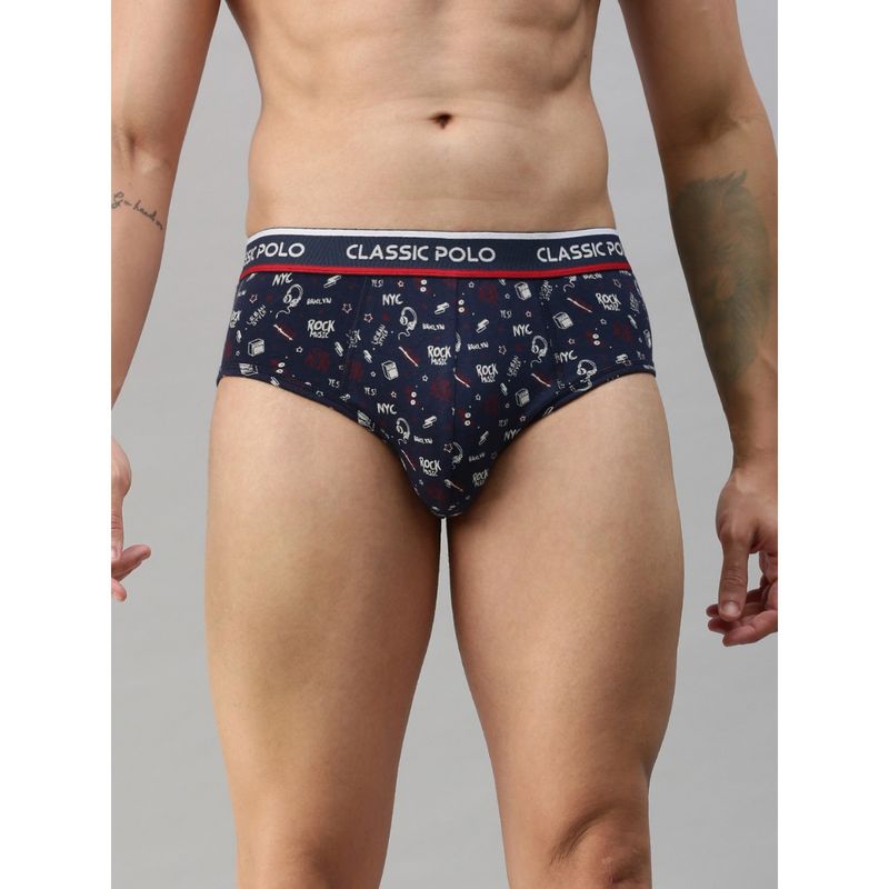 Classic Polo Mens Modal Slim Fit Printed Brief - Blue (90 - 95 CM)