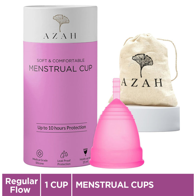 AZAH Menstrual Cup for Women | Ultra Soft, Odor & Rash Free | 100% Medical Grade Silicone (M Size)