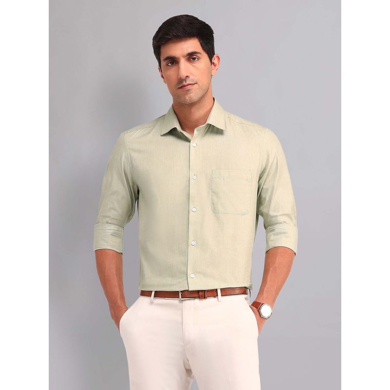 AD By Arvind Green Regular Fit Pure Cotton Shirt (42)