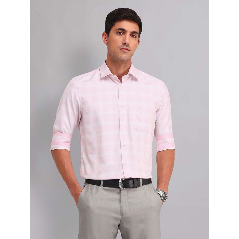 AD By Arvind Pink Regular Fit Checked Twill Shirt (46)