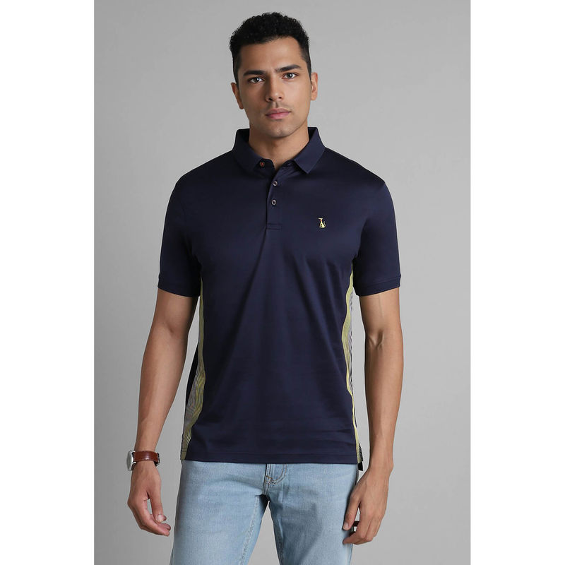 Simon Carter Solid Navy Blue Polo T-Shirt (M)