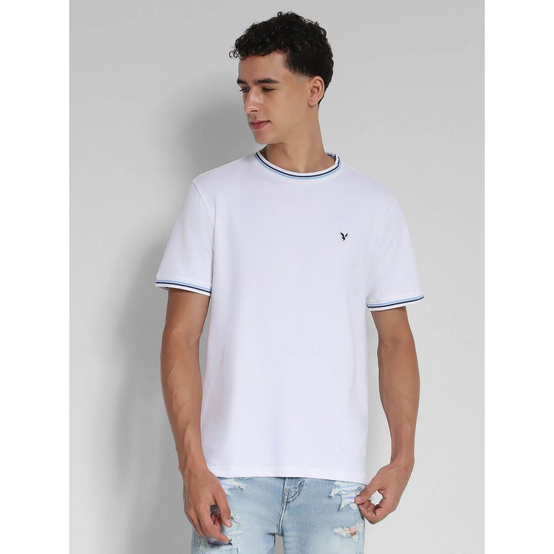 American Eagle Men White Flex Pique T-Shirt (S)